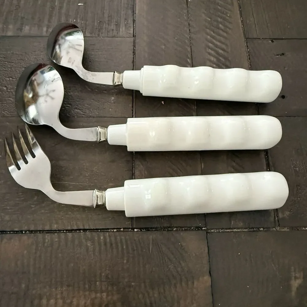 Adaptive Utensils 3 Piece Kitchen Set Weighted Non-Slip Handles Hand Tremors